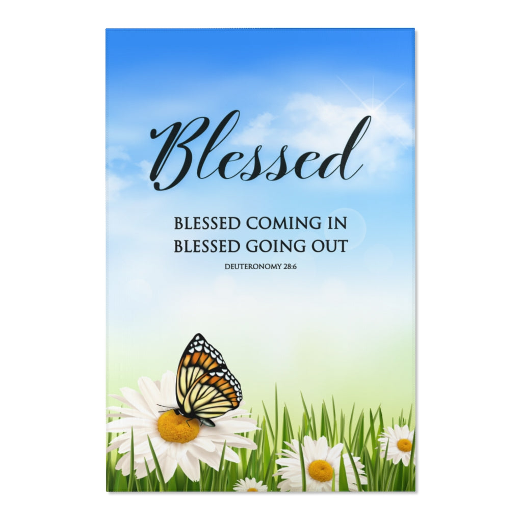 Blessed coming in blessed going out Butterfly Area Rug over white background