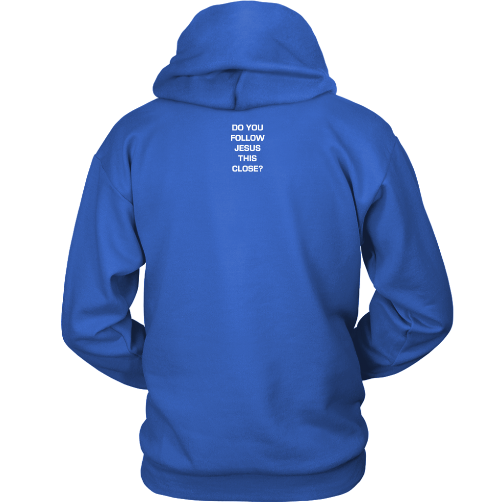 Do You Follow Jesus This Close Hoodie Vertical Card Layout royal blue
