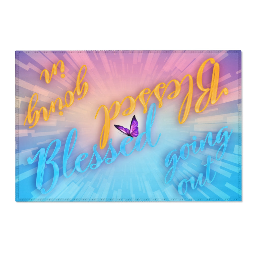 Blessed Going In Blessed Going Out Area Rug Or Door Mat on white background