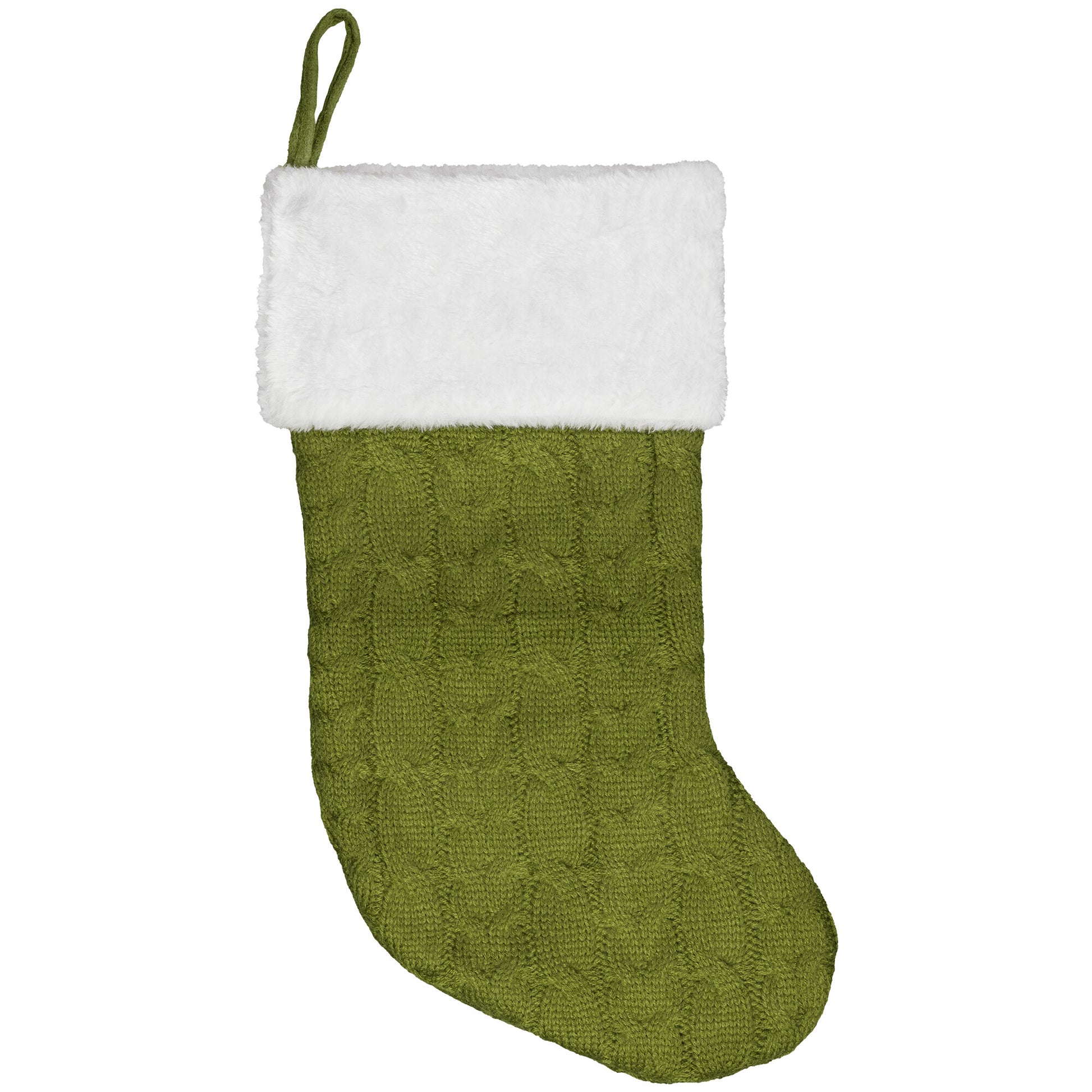 Custom Embroidered Christmas Stocking green on white background