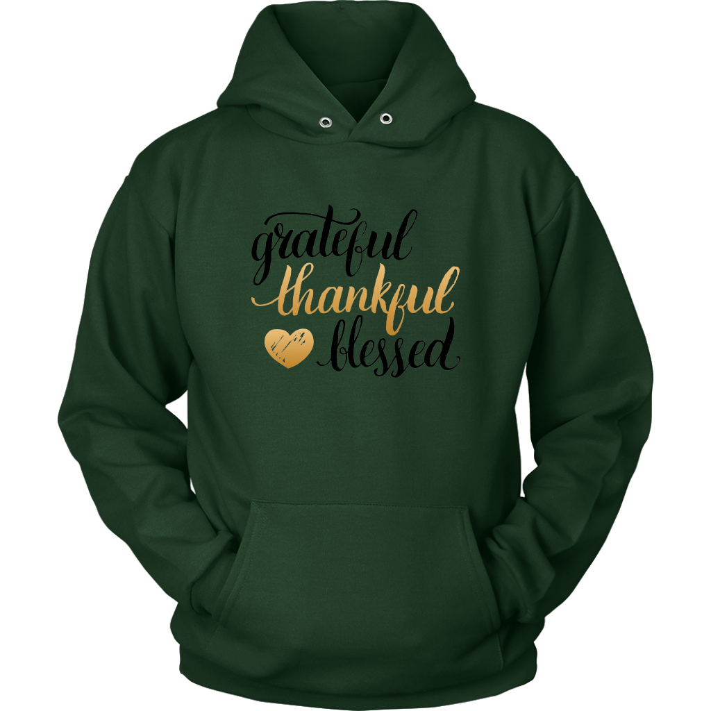 Grateful - Thankful - Blessed - Hoodie dark green