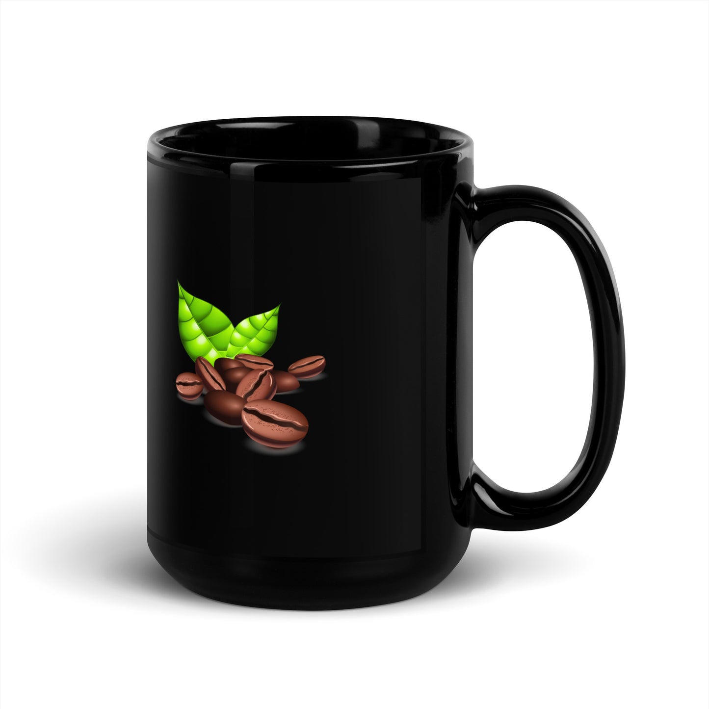 Coffee Beans Black Glossy Mug