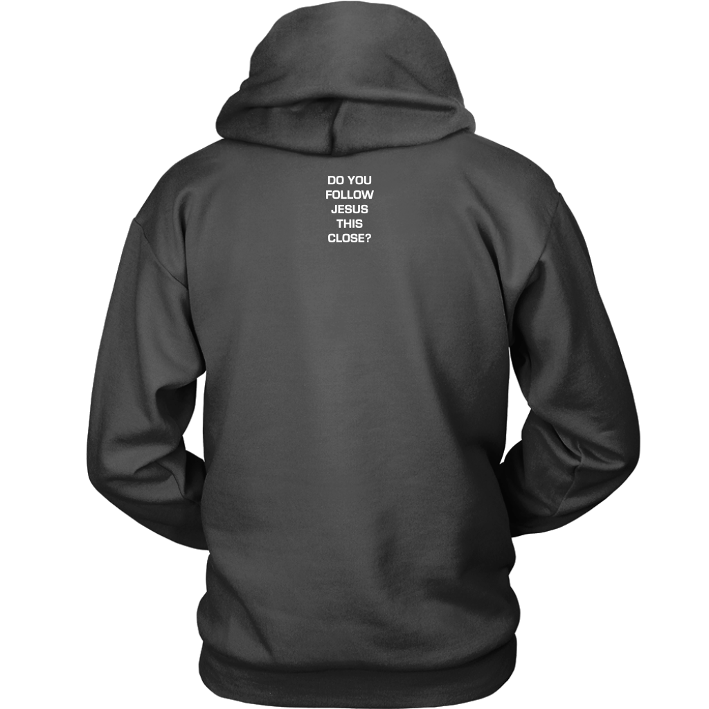 Do You Follow Jesus This Close Hoodie Vertical Card Layout charcoal