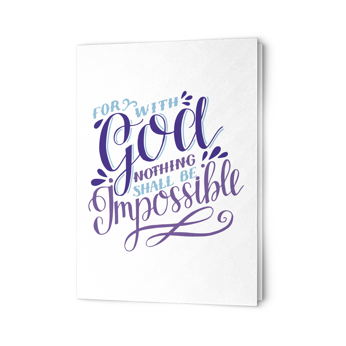 For With God Nothing Shall Be Impossible Folded Note Card front