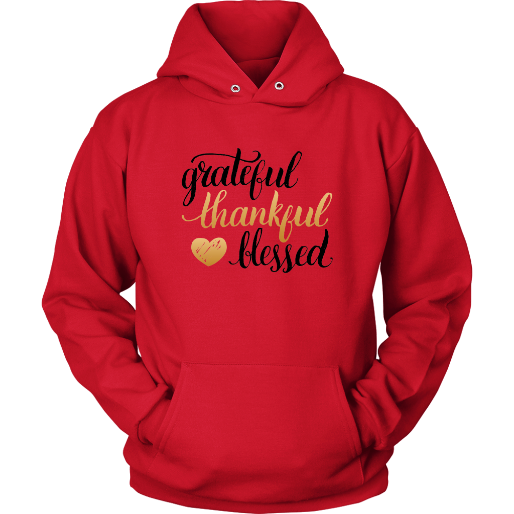 Grateful - Thankful - Blessed - Hoodie red