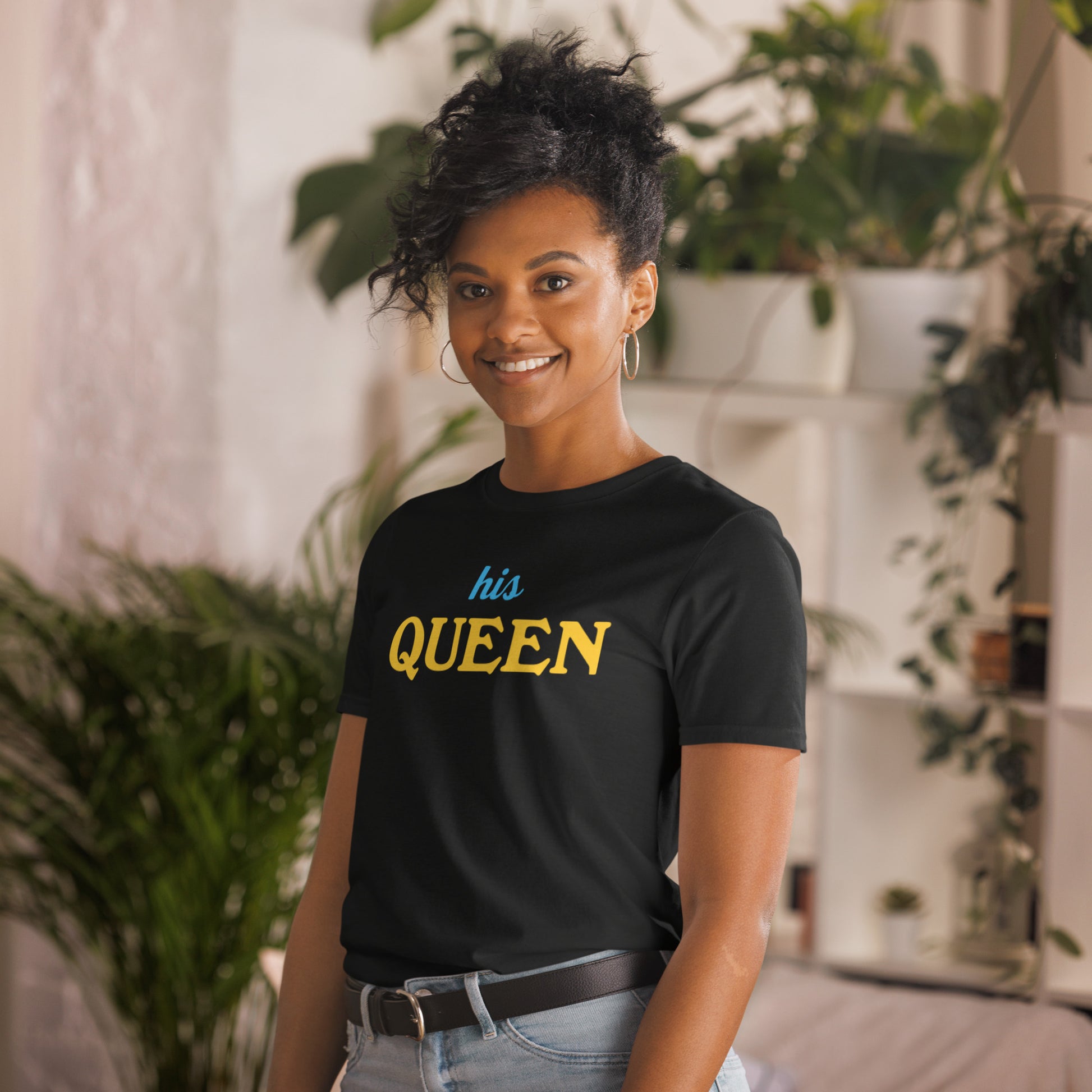 His Queen Softstyle T-Shirt black front